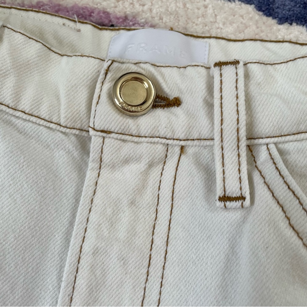 Frame Le Italien straight leg jeans 100% cotton ivory cream size 27 - Picture 3 of 12